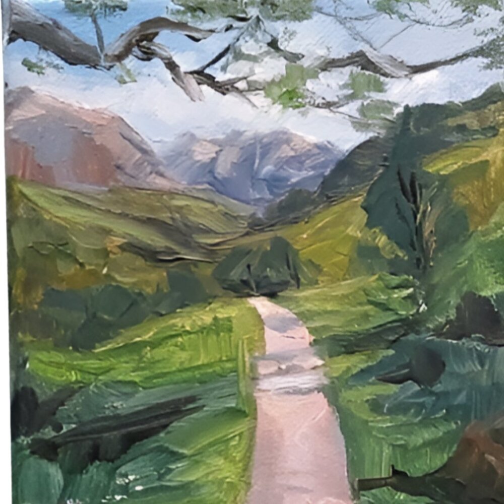 Mountain spring, Original Landscape Painting, 5x7 Mini Art - Picture 12 of 14